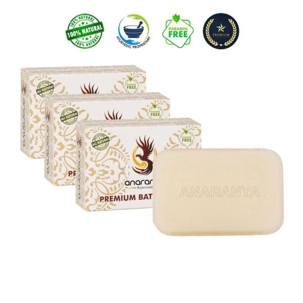 Anaranya's Coconut Milk - Rice Water - Oats Bathing Soap Bar | Natural Herbal Bathing Bar | for all skin types 75g (Pack Of 3)